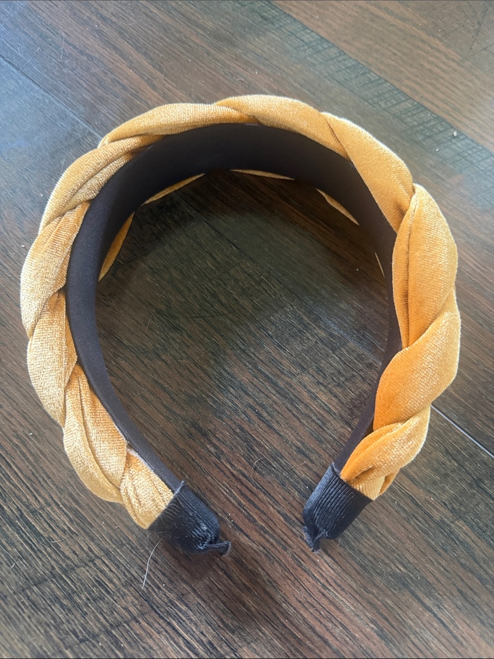 Braided Velvet Headband in Mustard Yellow